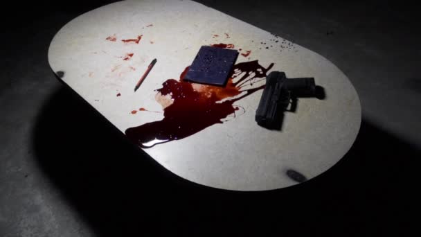 Blood Gun Diary Table Blood Drops Diary Table — Wideo stockowe