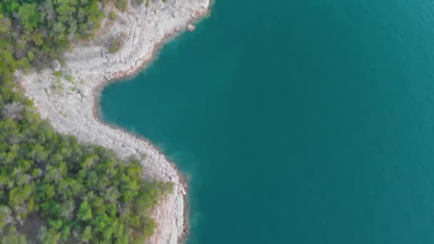 Top Drone Shot Cliffs Run Lake Travis Austin Texas Shot — 图库视频影像