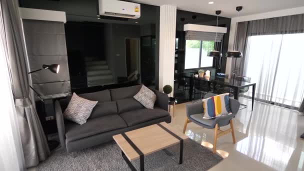 Modern Stylish Black Tone Home Living Area Decoration — 图库视频影像