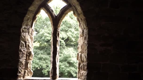 Ornate Arch Window Frame Georgian Building England Medium Tilting Shot — Stok video