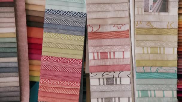 Fabrics Various Colors Patterns Options Hang Wall Architects Firm — Stock video