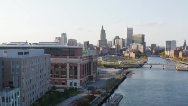 Ascending Aerial View Providence Rhode Island City Center Downtown Financial — Video