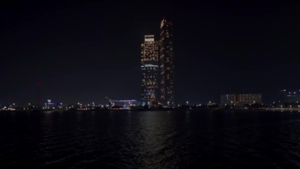 Sky Scraper Abu Dhabi Corniche Beautiful Night Wide Night Scene — Stock video