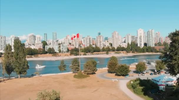 Vancouver Flag Downtown Vancouver Kitsilano Canada — 비디오