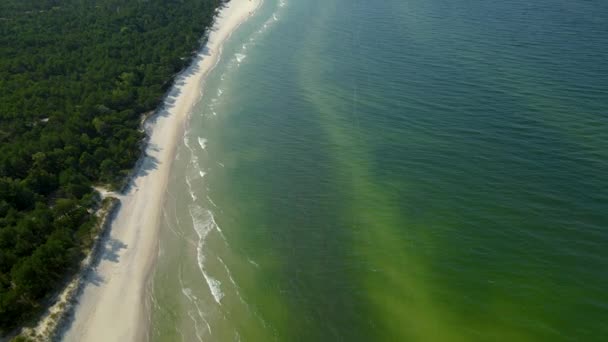 Tilt Turquoise Tropical Osetnik Beach Waters White Sand Sky Poland — Stock video