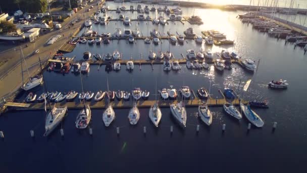 Yachts Sailboats Floating Calm Waters Baltic Sea Marina Gdynia Poland — Vídeo de Stock