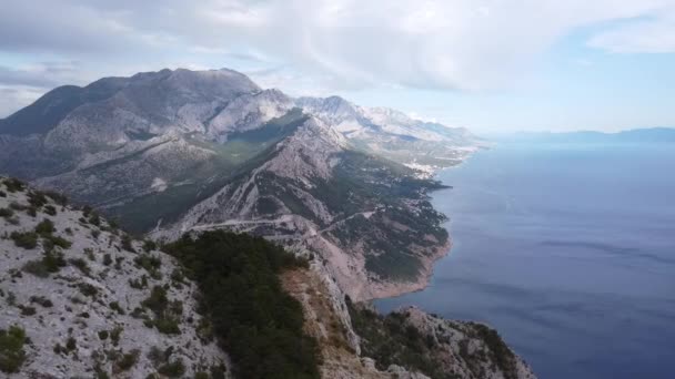 Increíble Vista Sobre Bahía Vruja Las Montañas Biokovo Croacia Drone — Vídeos de Stock