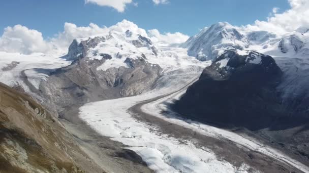 Csodálatos Kilátás Nyílik Gleccser Gornergletscher Svájci Alpokban — Stock videók