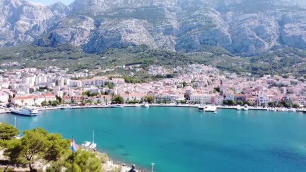 Drone Flight Port Makarska Dalmatia — 비디오