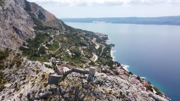 Very Nice Drone Circle Castle Hill Omis Croatia — 비디오