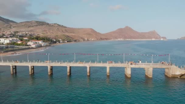 Flying Parallel Bridge Water Next Porto Santo Colombo Festival — Vídeo de stock