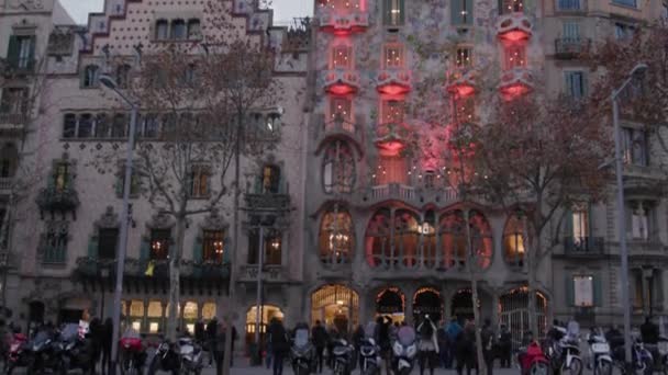 Casa Batll Famous Architect Antoni Gaudi Barcelona City Paseo Gracia — Vídeos de Stock