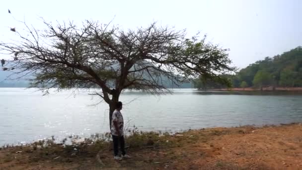 Man Lost Nature Jambughoda Wildlife Sanctuary — 图库视频影像