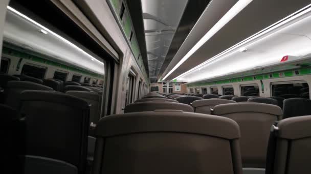 Empty Train Travelling Nighttime — Vídeo de Stock