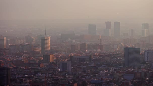 Static View Barcelona City Polluted Skyline Famous Mediterranean Destination Catalonia — Αρχείο Βίντεο