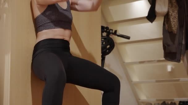 Exercise Home Lockdown Young Woman Working Out — Stockvideo