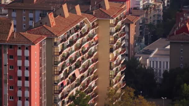 View Barcelona City Apartment Blocks Seen Bunkers Del Carmen Viewpoint — Vídeo de stock