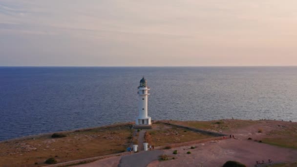 Faro Cabo Barbaria Far Barbaria Lighthouse Island Formentera Spain — Stock Video