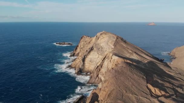 Northside Cliffs Porto Santo Island Cinematic Aerial Panoramic View — Video