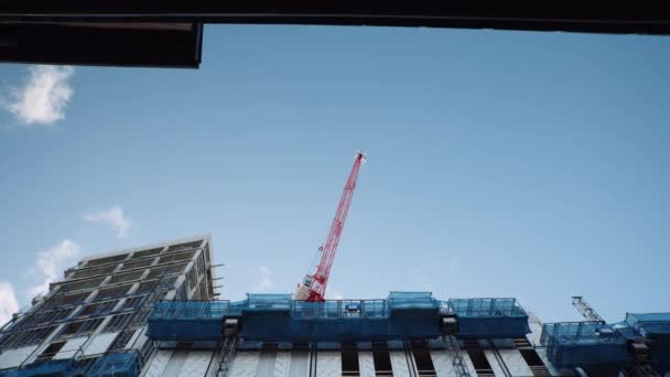 Red Crane Construction Site City Centre Sheffield South Yorkshire — Stok video