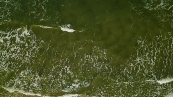 Dark Sea Waves Splashing Shore Wladyslawowo Pomerelia Region Poland Aerial — Wideo stockowe