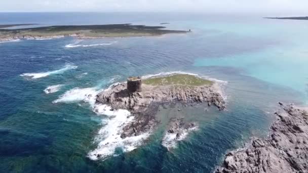 Great Bird Eye View Breathtaking Little Island Tower Stintino Sardinia — Stock videók