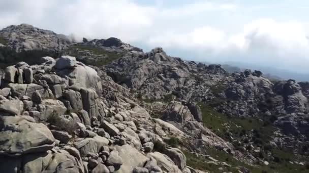 Drone Circle Guy Standing Top Monte Limbara Sardinia North — Stock Video