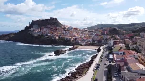 Incredible View Famous Town Castelsardo Sardinia Drone — Vídeos de Stock