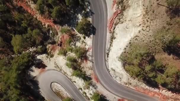 Arriba Aérea Por Carretera Bosque — Vídeos de Stock