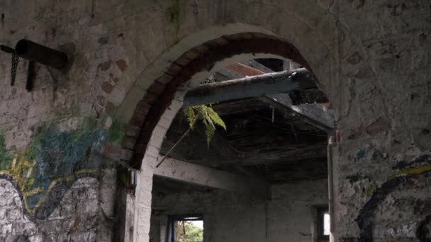 View Derelict Building Archway Medium Panning Shot — Wideo stockowe