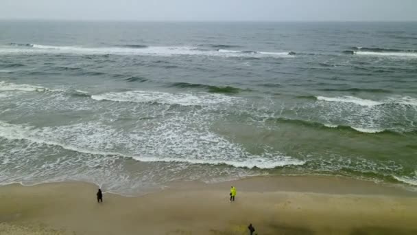 Scenic View Ocean Sea Waves Splashing Sandy Coastline Tourist Sightseeing — Stock Video