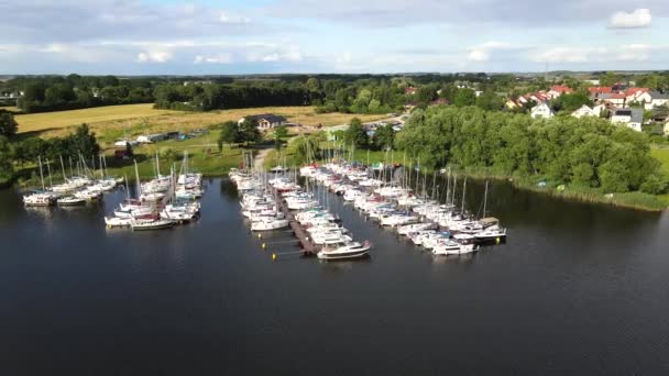 Aerial View Jachts Moored Jetty — 图库视频影像