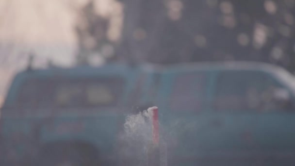 Smoke Burning Tube Firework Goes Slow Motion — Vídeo de Stock