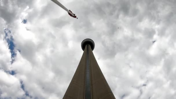 Time Lapse Tower Cloudy Sky Upward View — Stockvideo