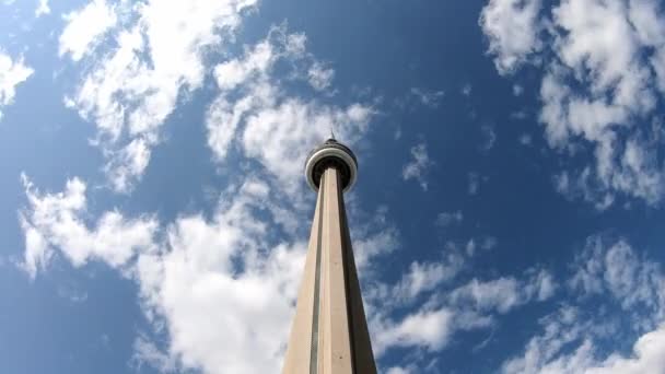 Upward View Tower Blue Sky Clouds Time Lapse — Videoclip de stoc