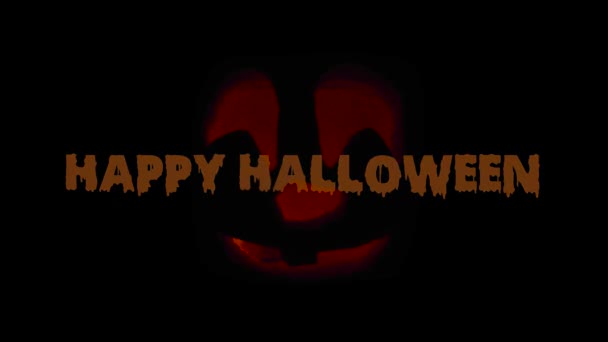 Happy Halloween Cute Jack Lantern Glowing Dark Textanimation Wishing Happy — Videoclip de stoc