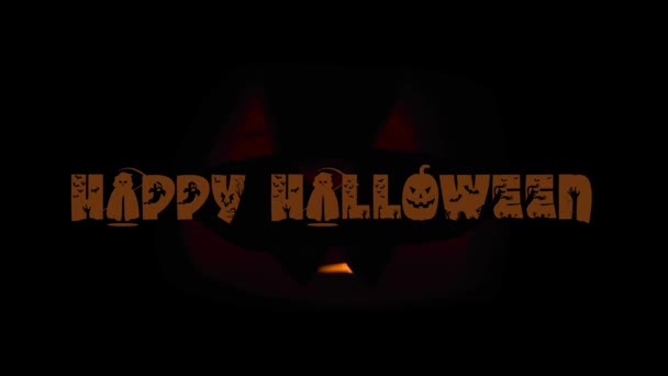 Happy Halloween Creepy Jack Lantern Glowing Dark Textanimation Wishing Happy — Vídeo de stock