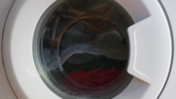 Household Washing Machine Spin Cycle Laundry Day — Video Stock