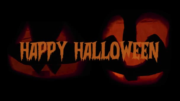 Happy Halloween Jack Lanterns Glowing Dark Textanimation Wishing Happy Halloween — Stockvideo