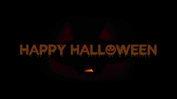 Happy Halloween Creepy Jack Lantern Glowing Dark Textanimation Wishing Happy — Stockvideo