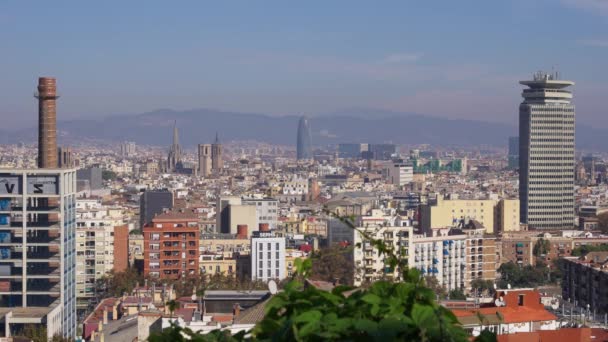 Static Locked Shot Barcelona City Montjuic Viewpoint — Video Stock