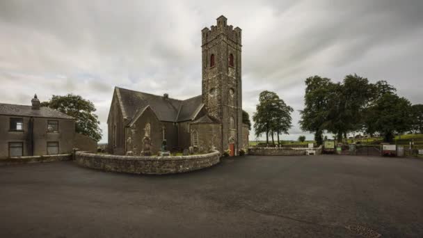 Time Lapse Historical Cemetery Medieval Church Rural Ireland Passing Clouds — Stockvideo