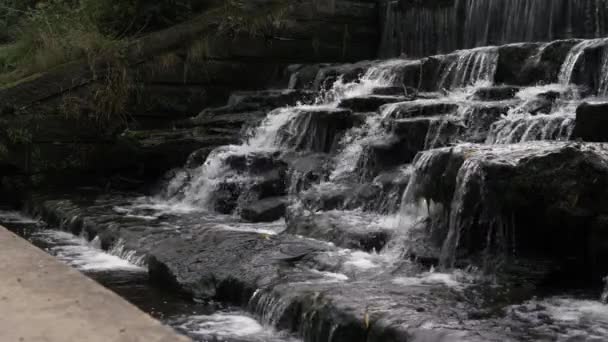 Water Flowing Cascading Waterfall Wide Static Shot — ストック動画