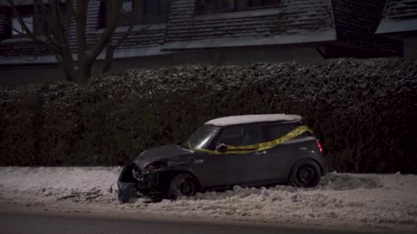 Aftermath Mva Car Accident Motor Vehicle Accident Snowy Winter Night — Stock videók