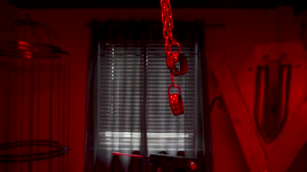 Bondage Kinky Handcuffs Birdcage Red Room — Video Stock