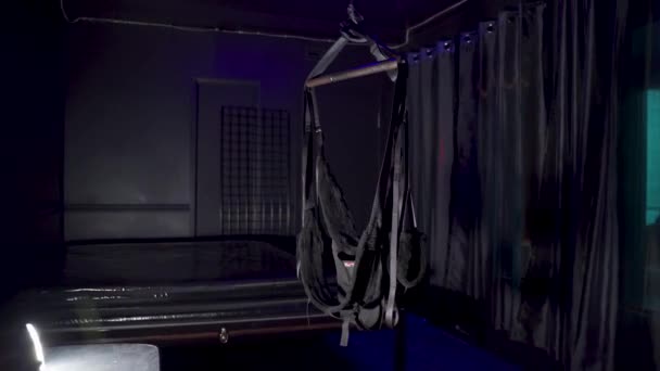 Swing Bondage Dark Room Bed — Stockvideo
