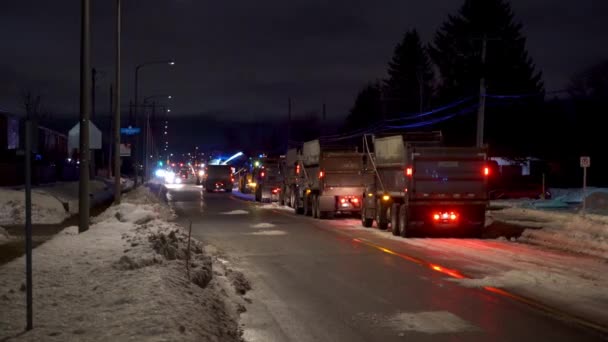 Plows Removing Snow City Streets Night — Video