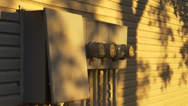 Hydro Panel Box Meters End Multi Residential Townhouse Development Shadow — Vídeo de Stock