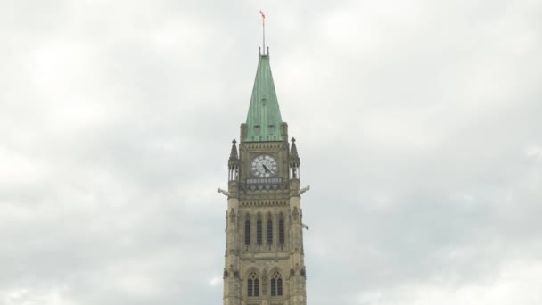 Clock Tower Spire Parliament Hill Building Ottawa Ontario Canada Canadian — 비디오