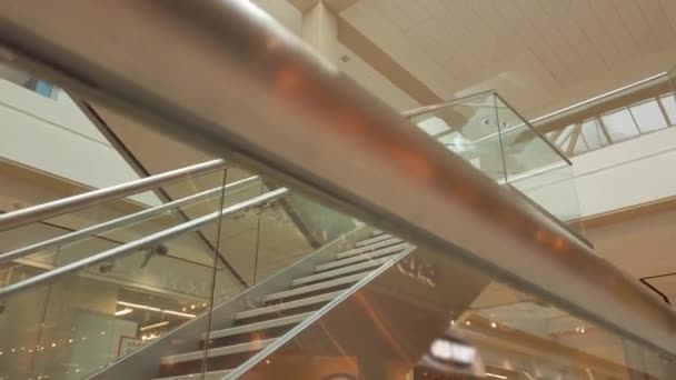 Looking Set Stairs Large Mall Huge Skylight — Stockvideo